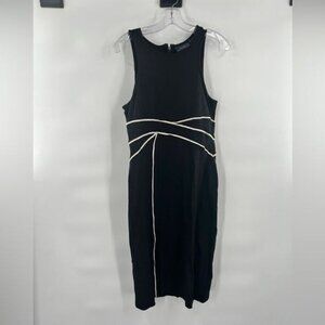 Maeve Anthropologie black dress with white bias sleeveless size 12